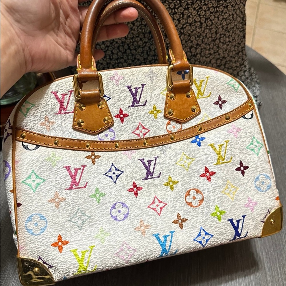 Louis Vuitton TROUVILLE MM MULTICOLOR WHITE RARE! Y2k vintage!